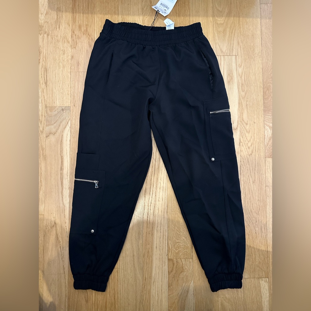 Zara Jogger Pant with Gold Zippers Black Size Small